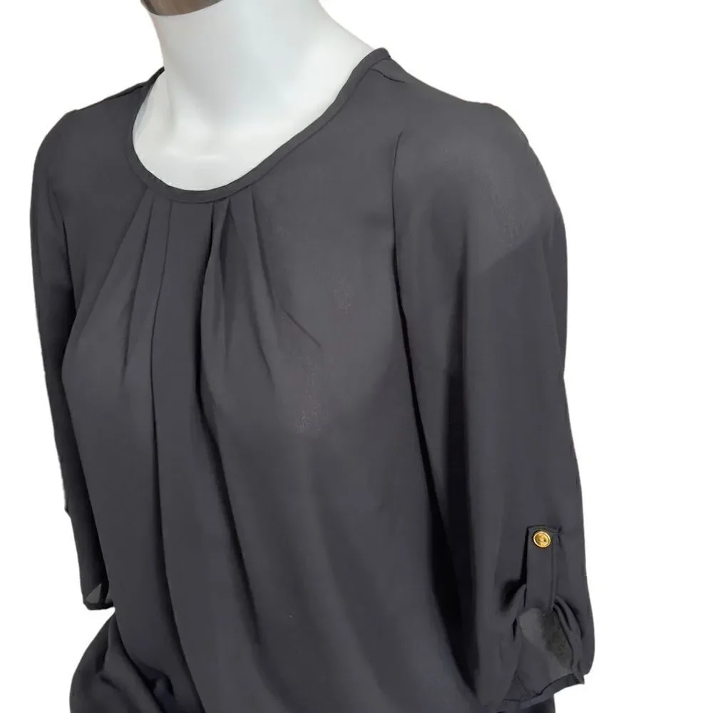 Coco and Main Round Neck Georgette Top Size Medium - Picture 2 of 8